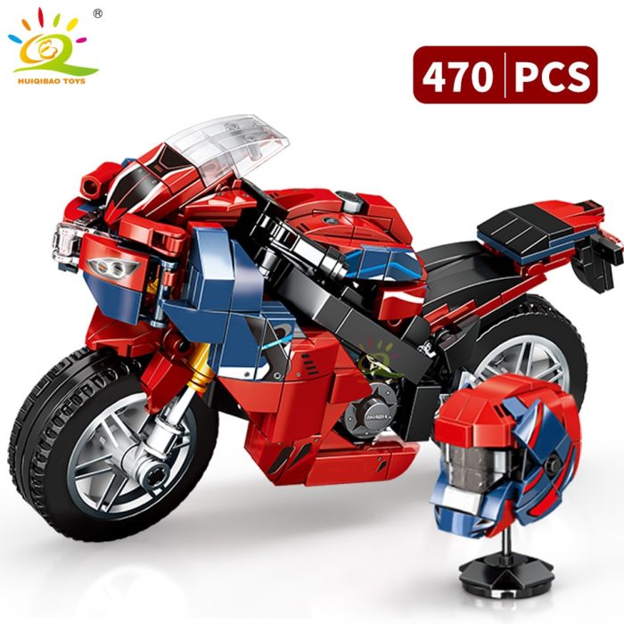 HUIQIBAO Motorcycle Tech Model Building Blocks Speed Champions Motorbike MOC City Car Vehicle Bricks Creative Toy 4 - LEPIN LEPIN Store