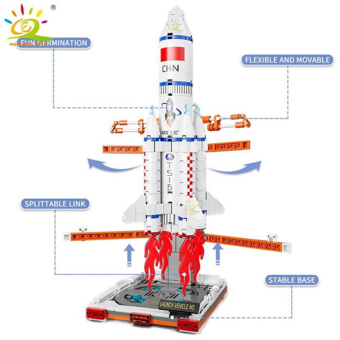 HUIQIBAO Space Aviation Manned Rocket Building Blocks with 2 Astronaut Figures City Aerospace Model Bricks Children 2 - LEPIN LEPIN Store