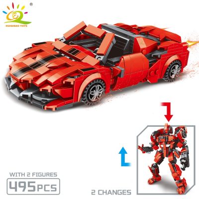 HUIQIBAO Speed Champions Auto Racing Car Building Blocks Transformation Robot Deformation Bricks Set Children Toys Kids 3 - LEPIN LEPIN Store