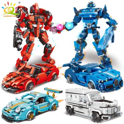 HUIQIBAO Speed Champions Auto Racing Car Building Blocks Transformation Robot Deformation Bricks Set Children Toys Kids - LEPIN LEPIN Store