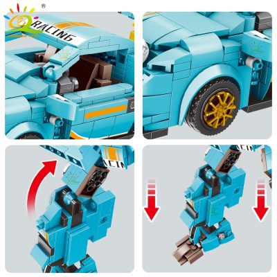 HUIQIBAO Speed Champions Auto Racing Car Building Blocks Transformation Robot Deformation Bricks Set Children Toys Kids 5 - LEPIN LEPIN Store