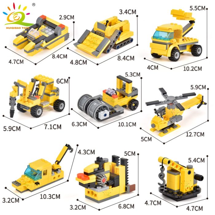 HUIQIBAO TOYS 693pcs 8in1 Engineering Truck Building Blocks Crane Bulldozer Car City Construction Bricks Set For 3 - LEPIN LEPIN Store