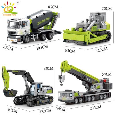 HUIQIBAO TOYS Engineering Truck Building Blocks Crane Bulldozer Excavator Car City Construction MOC Bricks Set For 1 - LEPIN LEPIN Store