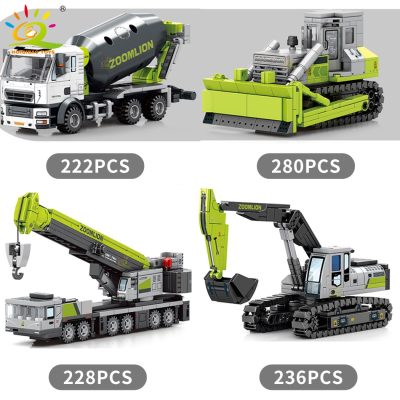 HUIQIBAO TOYS Engineering Truck Building Blocks Crane Bulldozer Excavator Car City Construction MOC Bricks Set For 3 - LEPIN LEPIN Store