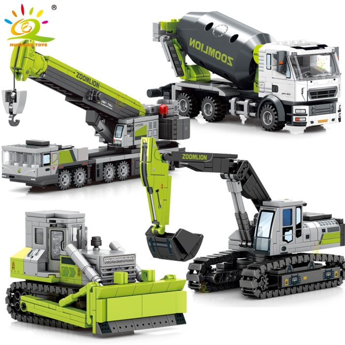 HUIQIBAO TOYS Engineering Truck Building Blocks Crane Bulldozer Excavator Car City Construction MOC Bricks Set For - LEPIN LEPIN Store