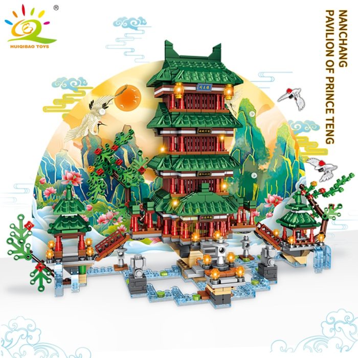 HUIQIBAO Yellow Crane Tower TengWang Pavilion Chinese Ancient Architecture Building Blocks City Street View Bricks Children 1 - LEPIN LEPIN Store