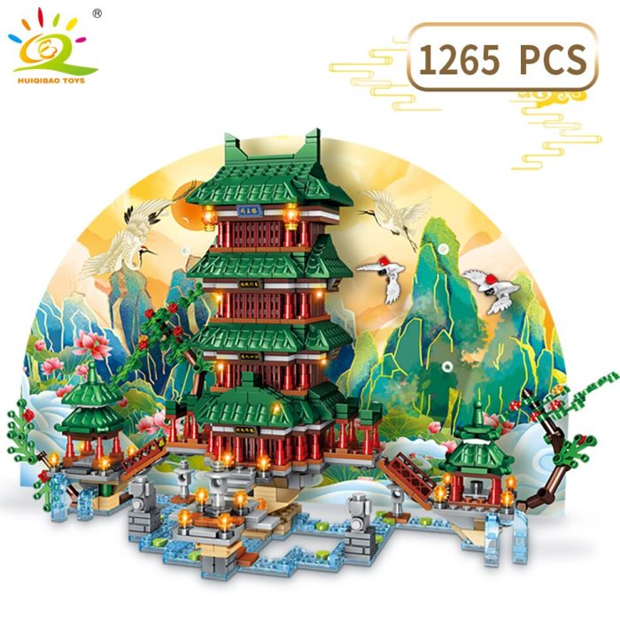 HUIQIBAO Yellow Crane Tower TengWang Pavilion Chinese Ancient Architecture Building Blocks City Street View Bricks Children 2 - LEPIN LEPIN Store