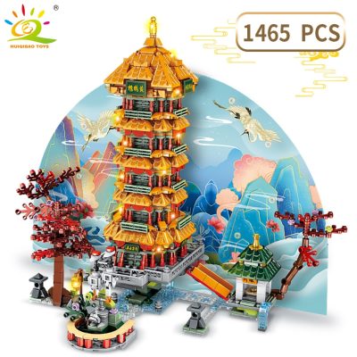 HUIQIBAO Yellow Crane Tower TengWang Pavilion Chinese Ancient Architecture Building Blocks City Street View Bricks Children 3 - LEPIN LEPIN Store