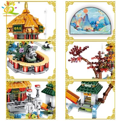 HUIQIBAO Yellow Crane Tower TengWang Pavilion Chinese Ancient Architecture Building Blocks City Street View Bricks Children 4 - LEPIN LEPIN Store