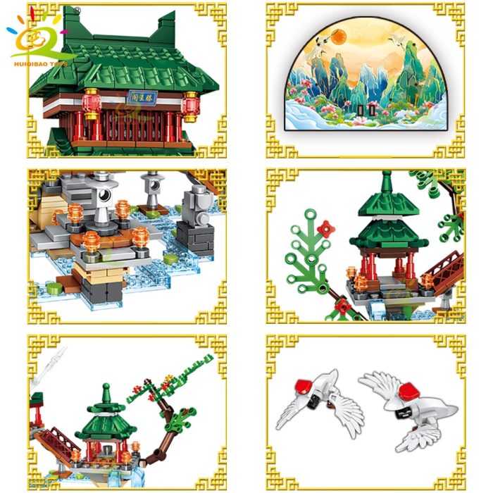 HUIQIBAO Yellow Crane Tower TengWang Pavilion Chinese Ancient Architecture Building Blocks City Street View Bricks Children 5 - LEPIN LEPIN Store