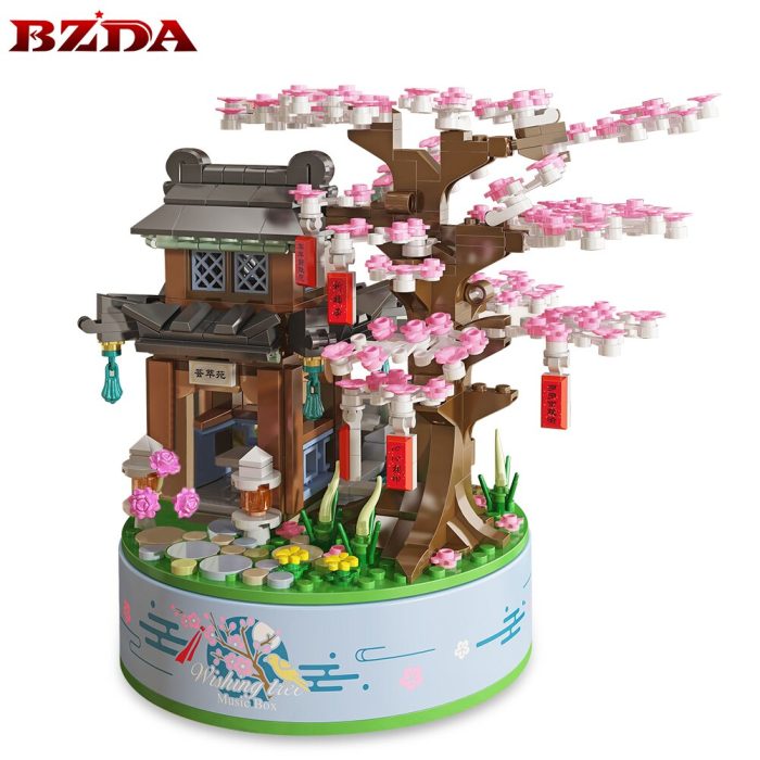 Japanese Sakura Tree House With Lighting Rotating Music Box Building Block City Street View Home Decor - LEPIN LEPIN Store