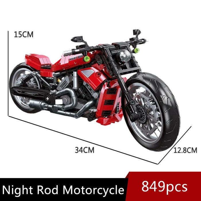 Jiestar 91020 High tech Red Devil Night Rod Super Speed Racing Motorcycles Brick Technical Model Building 5 - LEPIN LEPIN Store