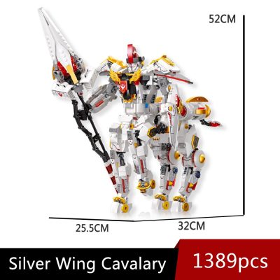 Jiestar Ideas Robots Moc Large Silver Wing Cavalary Iron Mecha Deformable Robots Brick Model Building Blocks 5 - LEPIN LEPIN Store