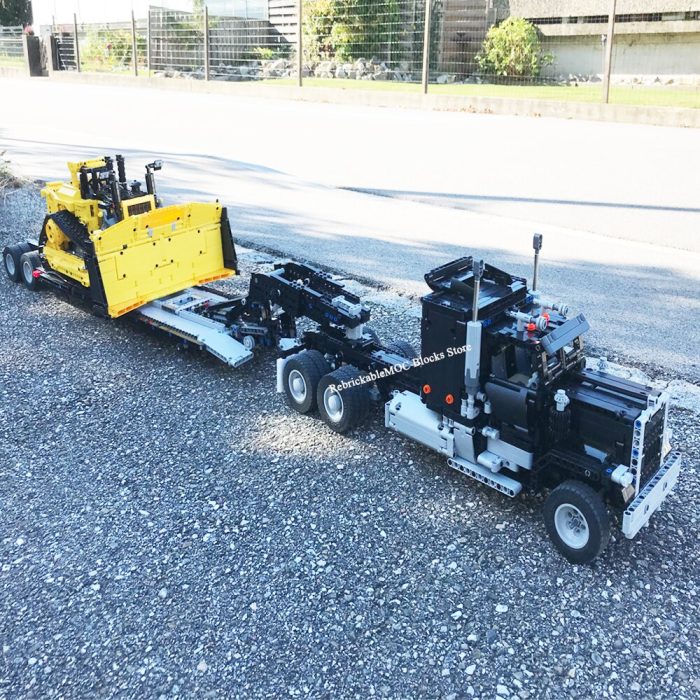 MOC 6X4 technology MKII engineering container dump tractor and Low Boy Trailer with preload and Gooseneck 3 - LEPIN LEPIN Store