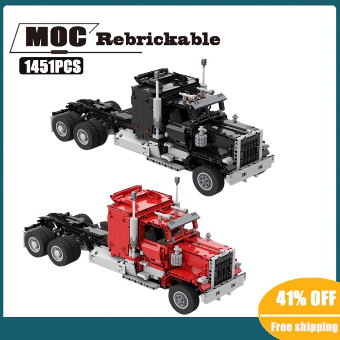 MOC 6X4 technology MKII engineering container dump tractor and Low Boy Trailer with preload and Gooseneck - LEPIN LEPIN Store