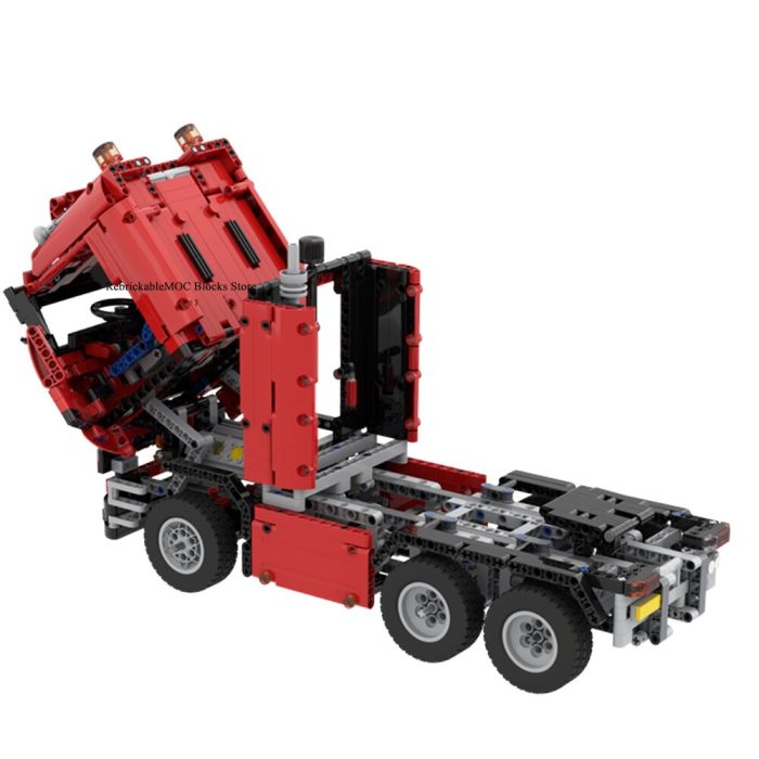 NEW 1838PCS Red Scania 6x4 Engineering Container Tractor RC technology Dump Truck DIY ChildrenToy Gift Christmas 5 - LEPIN LEPIN Store