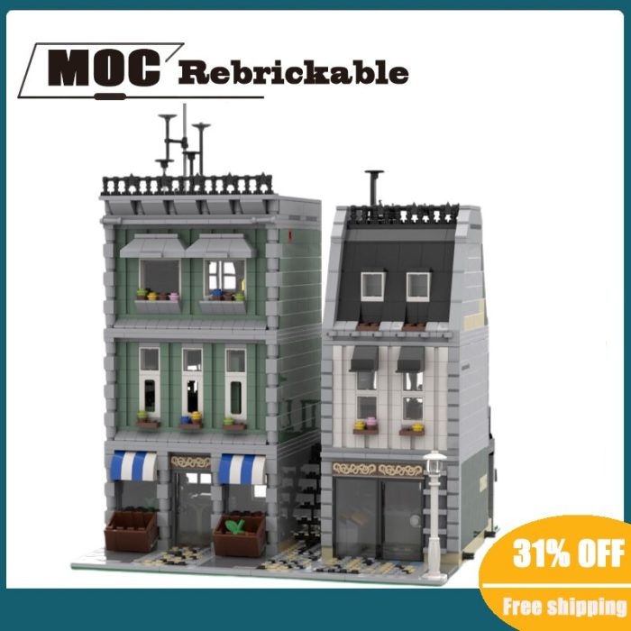 New 2202pcs hotsale street view offee shop model Moc modular building dessertshop DIY ChildrenToy Christmas building - LEPIN LEPIN Store