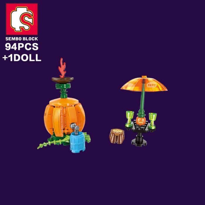 SEMBO 4 in 1 Halloween Gifts Pumpkin Toys Bricks Party Lighting Building Blocks DIY Roleplay STEM 1 - LEPIN LEPIN Store