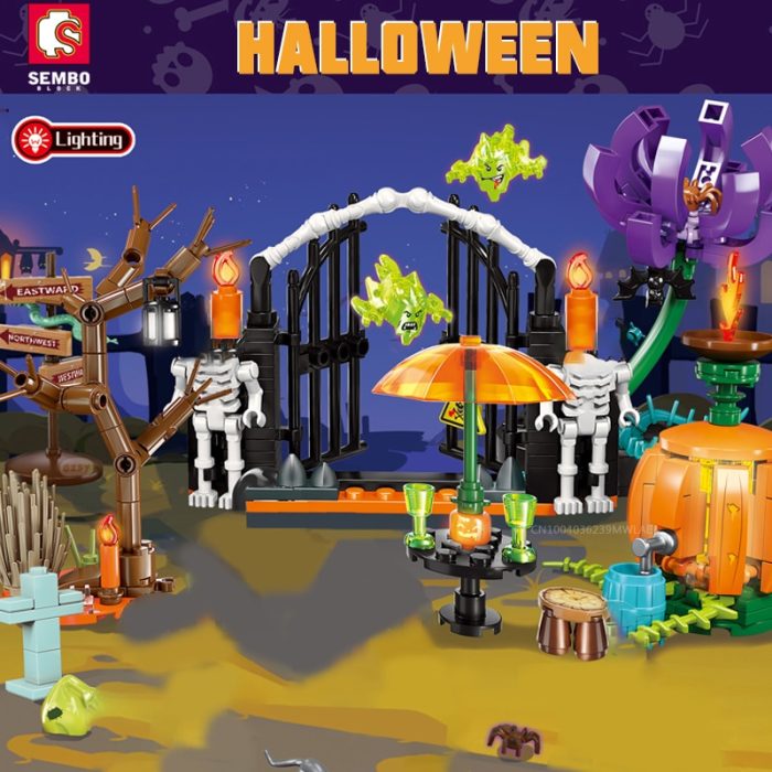 SEMBO 4 in 1 Halloween Gifts Pumpkin Toys Bricks Party Lighting Building Blocks DIY Roleplay STEM - LEPIN LEPIN Store