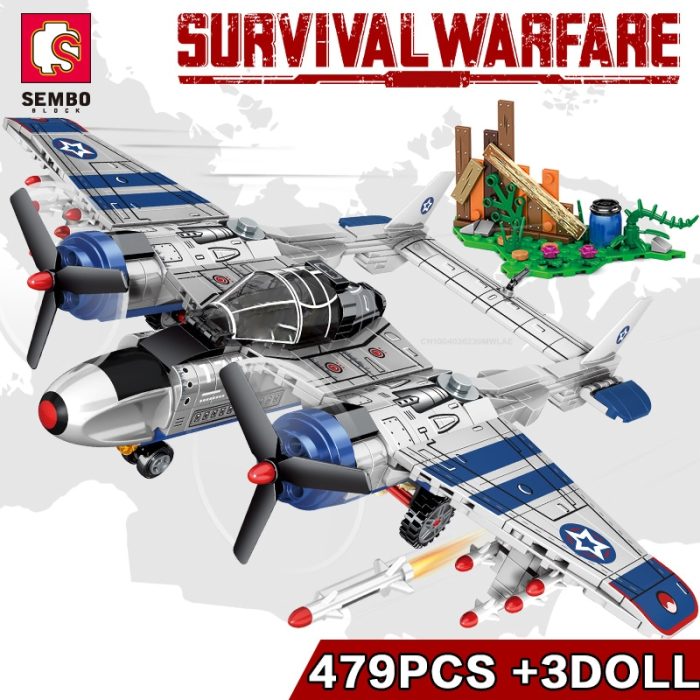 SEMBO 479PCS Fighter Bombing Airplane Building Blocks Airforce Jet World War Army Toys DIY Bricks Gifts - LEPIN LEPIN Store