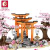 SEMBO 647PCS Sakura Blocks ideas City Cherry Blossom Japanese Sakura Tree Diy House Street View Model - LEPIN LEPIN Store