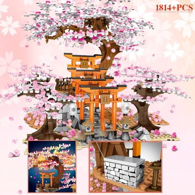 SEMBO 647PCS Sakura Blocks ideas City Cherry Blossom Japanese Sakura Tree Diy House Street View Model 4 - LEPIN LEPIN Store