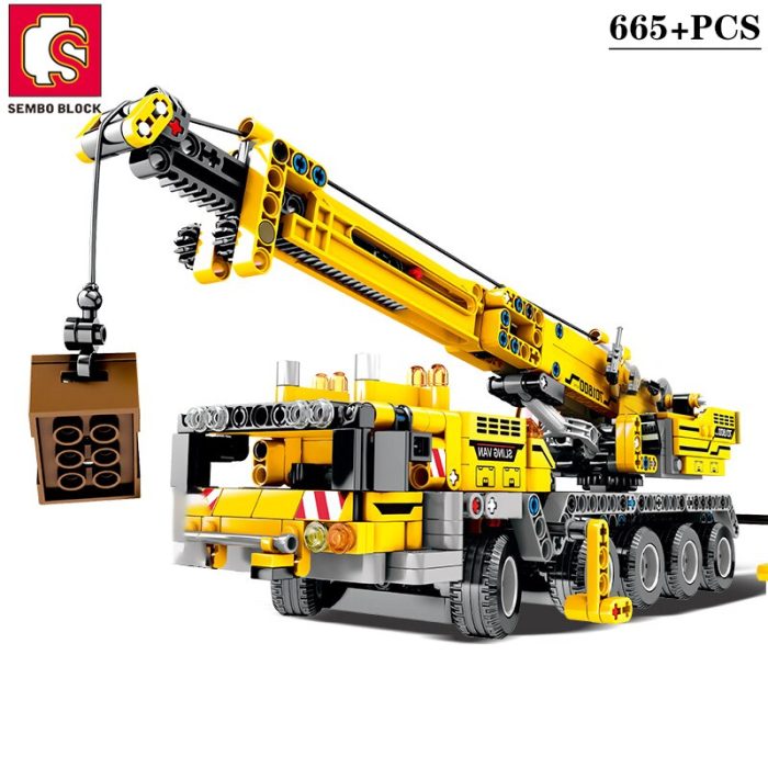 SEMBO 841PCS City Engineering Bulldozer Crane Technical Truck Excavator Roller Building Construction Bricks Toy for Children 5 - LEPIN LEPIN Store