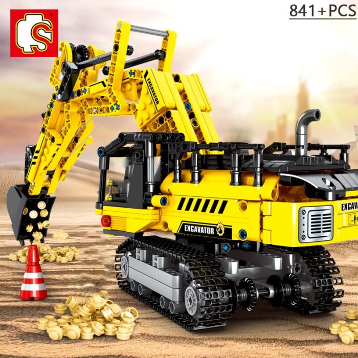 SEMBO 841PCS City Engineering Bulldozer Crane Technical Truck Excavator Roller Building Construction Bricks Toy for Children - LEPIN LEPIN Store