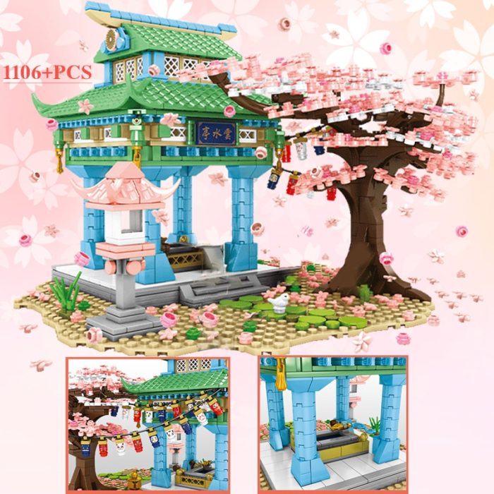 SEMBO BLOCK 1400PCS Blocks City Cherry Blossom Japanese Sakura Tree Diy House Mini Street View Model 5 - LEPIN LEPIN Store