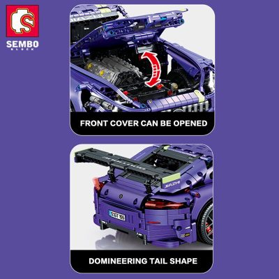 SEMBO BLOCK 1937PCS Sports Car Building Blocks STEM Remote Control Collectible Model Cars Kits Supercar Bricks 2 - LEPIN LEPIN Store