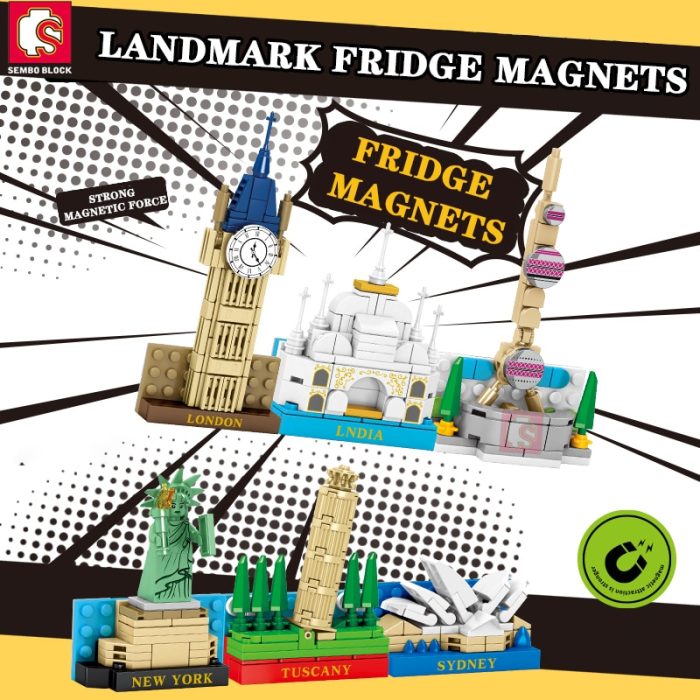 SEMBO BLOCK Fridge Magnets Bricks Landmark Building Blocks DIY Playsets Display Architecture Idea Gifts Toys Children - LEPIN LEPIN Store