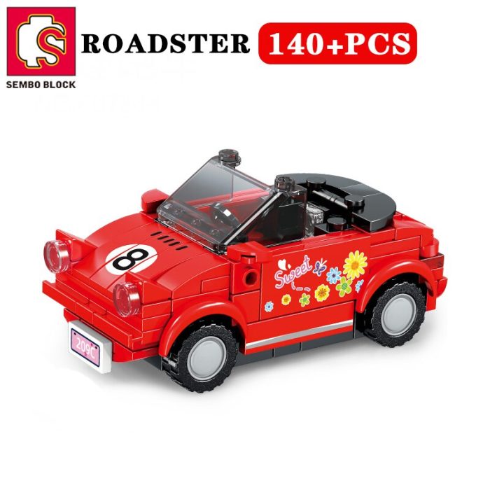 SEMBO BLOCK Mini Race Car Building Blocks Set Of 4 Convertible Roadster Truck Vehicle DIY Playset 2 - LEPIN LEPIN Store