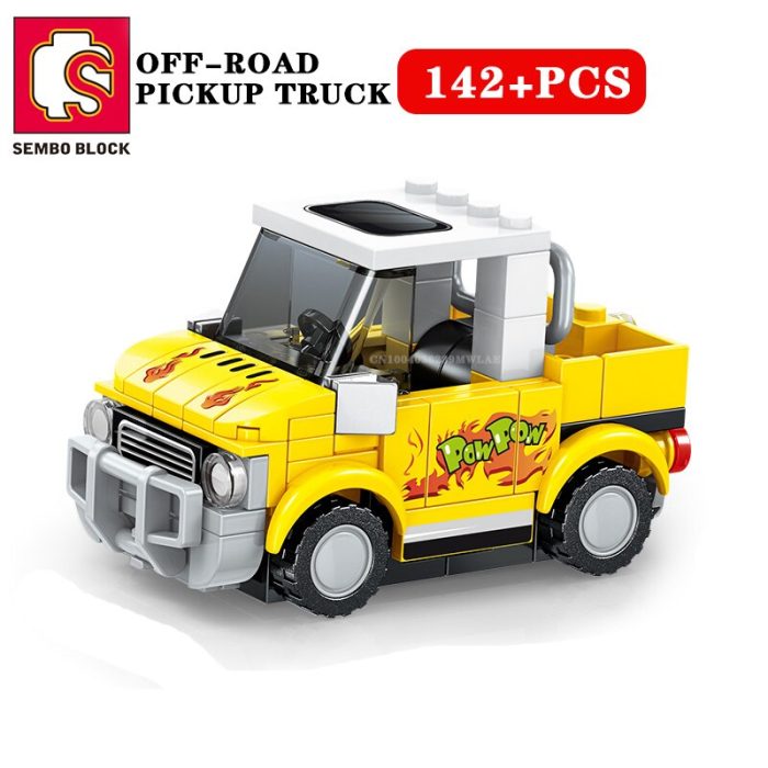 SEMBO BLOCK Mini Race Car Building Blocks Set Of 4 Convertible Roadster Truck Vehicle DIY Playset 3 - LEPIN LEPIN Store