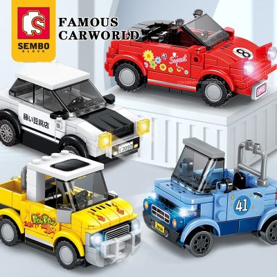 SEMBO BLOCK Mini Race Car Building Blocks Set Of 4 Convertible Roadster Truck Vehicle DIY Playset - LEPIN LEPIN Store