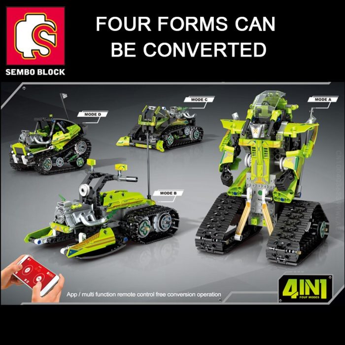 SEMBO TECHNICAL 4 in 1 Toys Deformation Robot Vehicle Transformer Car Automobile RC Building Blocks STEM 1 - LEPIN LEPIN Store