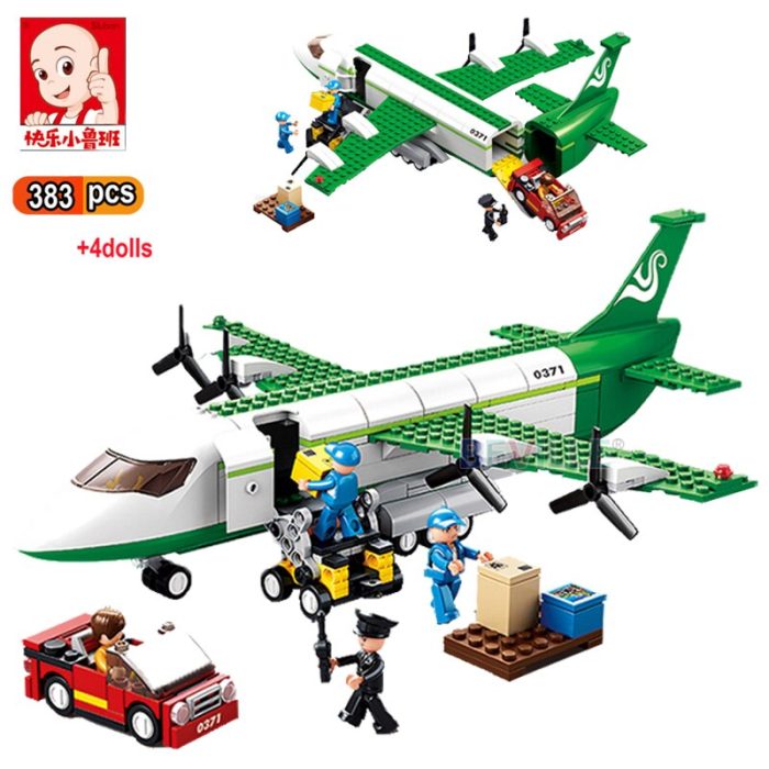 Sluban 383Pcs City Cargo Aircraft Plane Building Blocks Airport Airbus Airplane Aviation Passenger Figures Bricks Toys 5 - LEPIN LEPIN Store