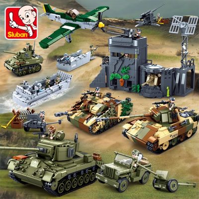 Sluban WW2 Normandy Landings Army Weapons Model Sets Building Blocks Military Armed Tank Vehicles Plane DIY 4 - LEPIN LEPIN Store