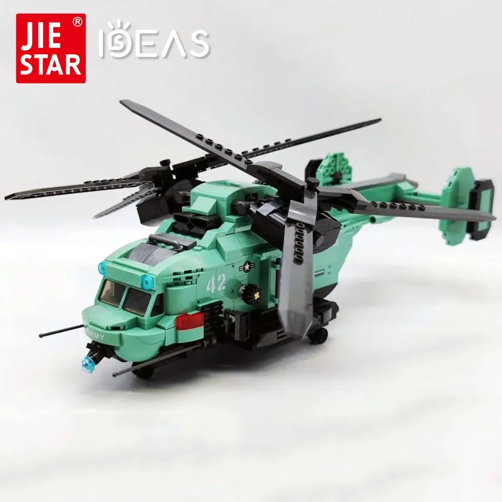 58008 Jiestar Moc High tech Ideas Twin rotor Helicopter Aircraft Airplane Brick Technical Model Building Blocks - LEPIN LEPIN Store