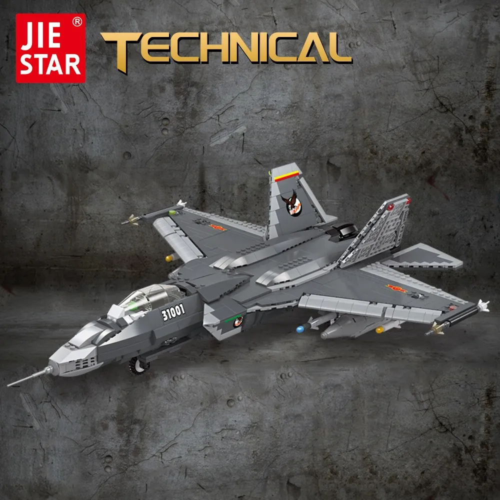 61051 Jiestar Moc High tech Military Plane FC 31 Fighter Aircraft Brick Technical Model Building Blocks - LEPIN LEPIN Store