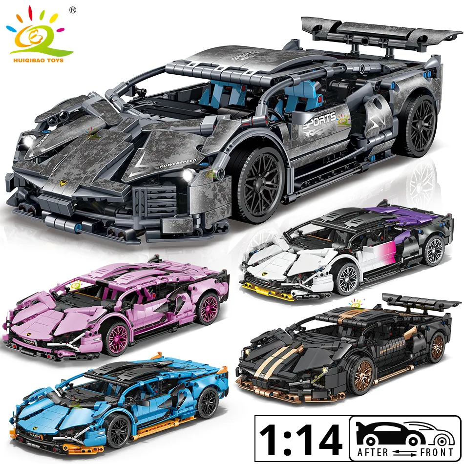 HUIQIBAO 1 14 Racing Car Technical Model Building Blocks MOC Bricks Set Children City Construction Toys - LEPIN LEPIN Store