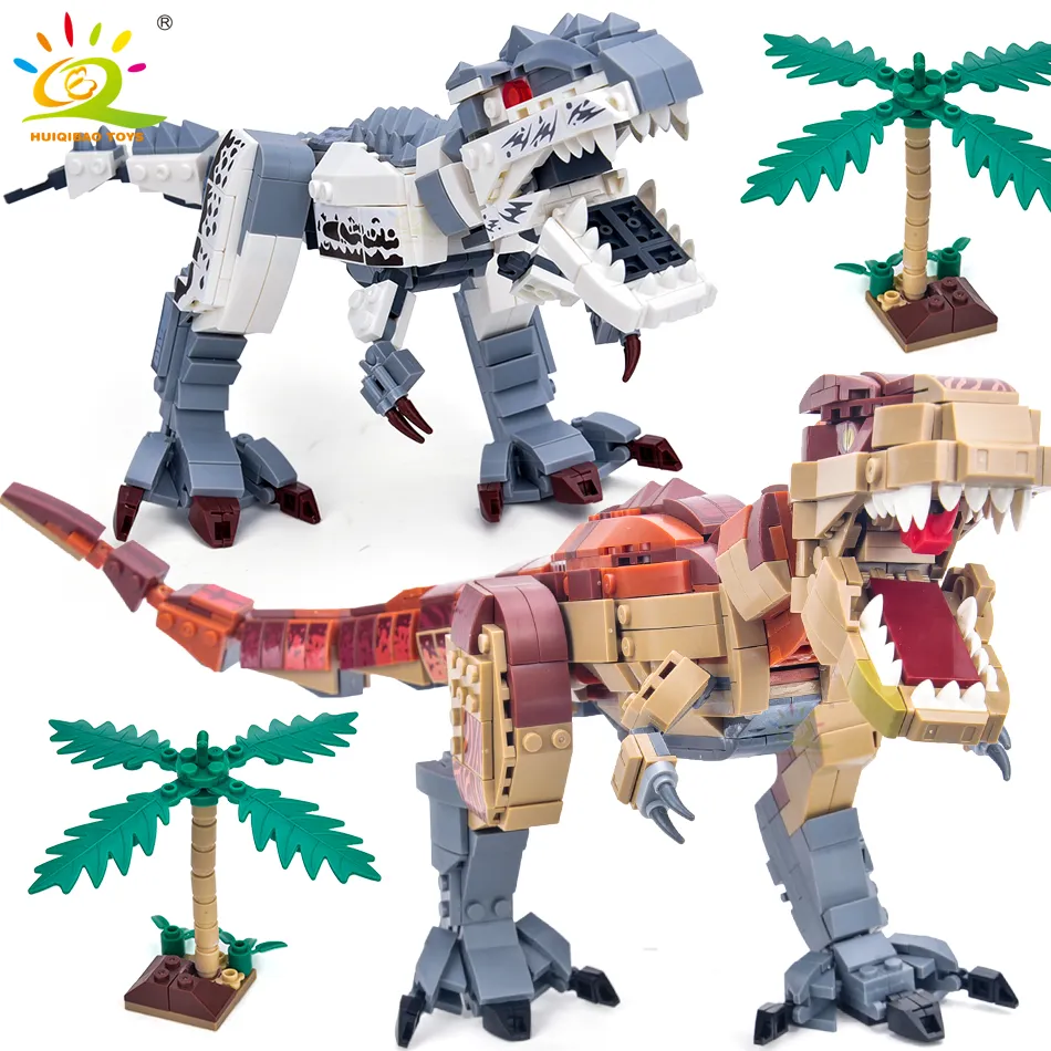 HUIQIBAO Jurassic Indominus Rex Dinosaur World Model Building Blocks City Triceratops Velociraptor Dino Park Bricks Children - LEPIN LEPIN Store