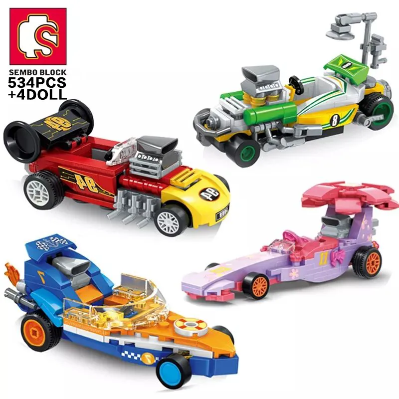 SEMBO BLOCK Mini Car Blocks Retro Turbo Race Car Building Bricks Kids DIY Roleplay STEM Collectible - LEPIN LEPIN Store