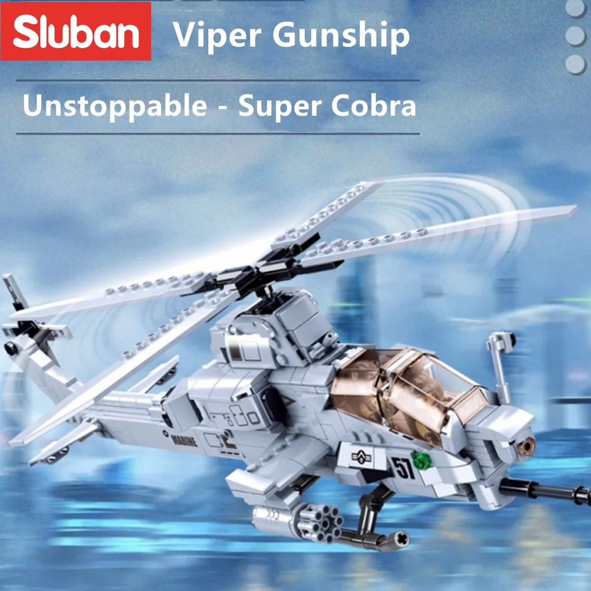 Sluban Building Block Toys Army Model AH 1Z Helicopter 482PCS Bricks B0838 Compatbile With Leading Brands - LEPIN LEPIN Store