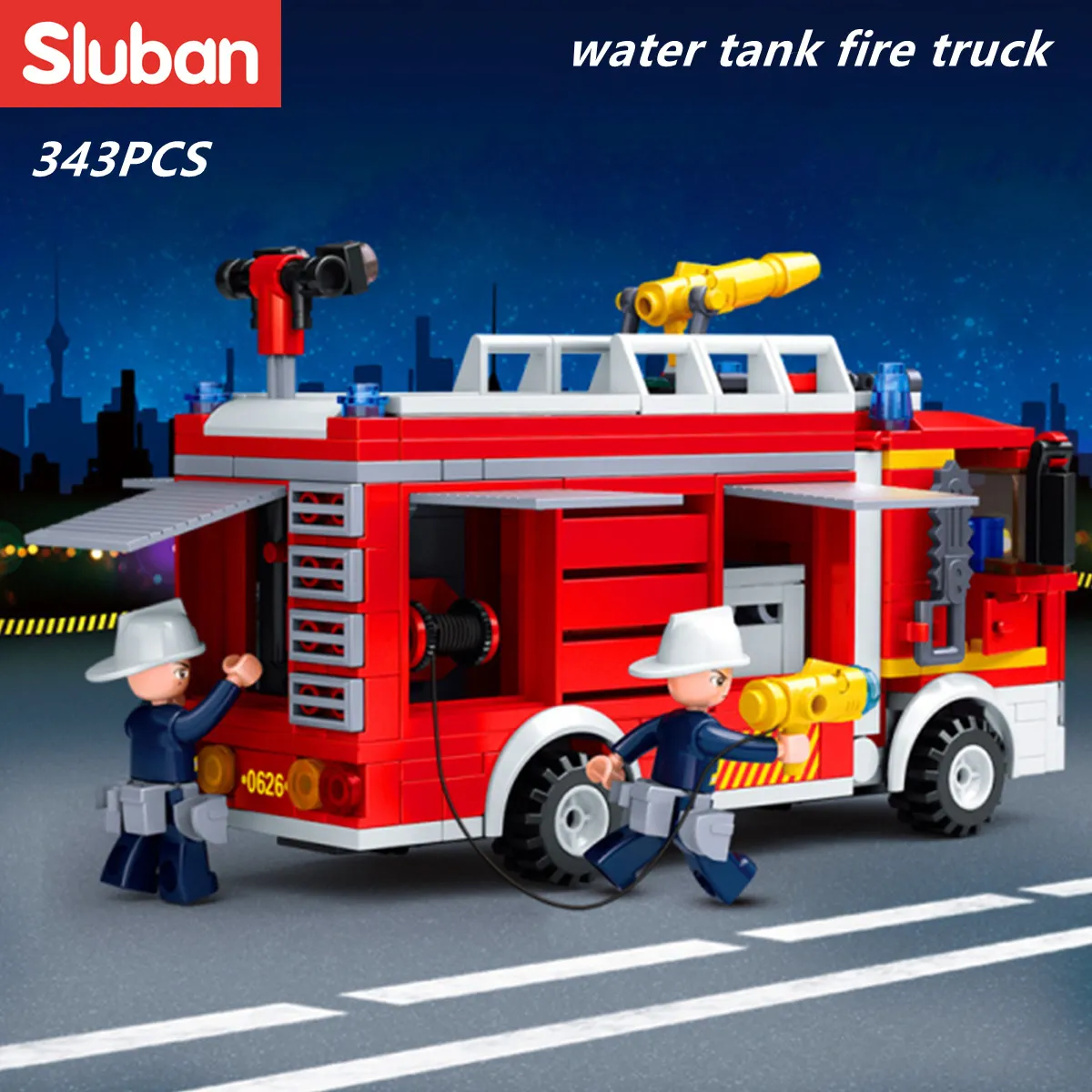 Sluban Building Block Toys City Fire Fighter 343PCS Bricks B0626 Fire Extinguishing Water Tanker Compatbile With - LEPIN LEPIN Store