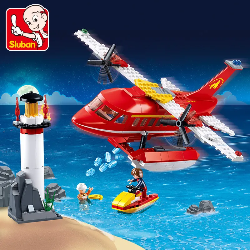 Sluban Building Block Toys Fire Control B0629 Fire Fighting Seaplane 348PCS Bricks Copter Compatbile With Leading - LEPIN LEPIN Store