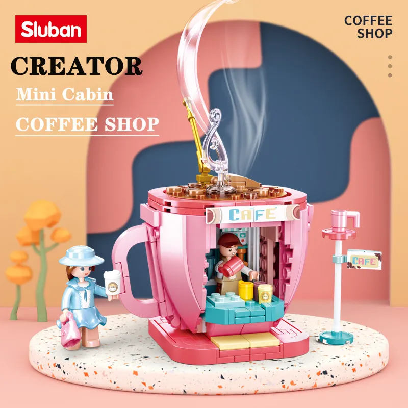 Sluban Building Block Toys Girls Dream Creator B0918 Coffee House 268PCS Mini Cabin Bricks Compatbile With - LEPIN LEPIN Store