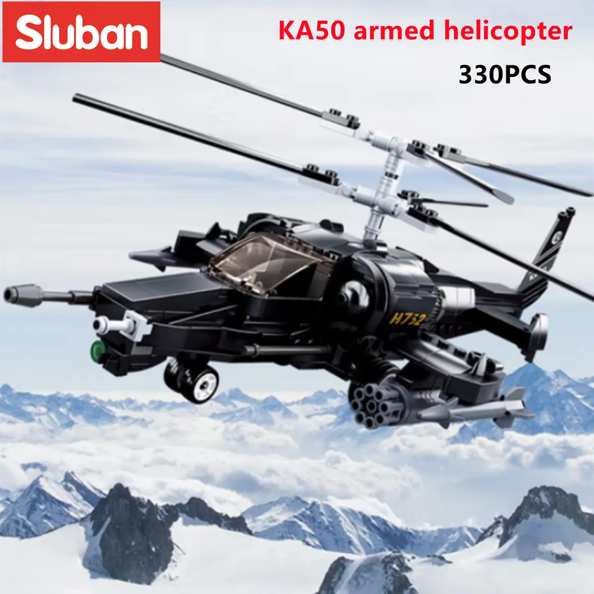 Sluban Building Block Toys Morden Military KA 50 Armed Helicopter 330PCS Bricks B0752 Army Truck Compatbile - LEPIN LEPIN Store