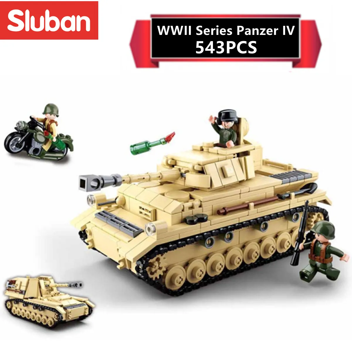 Sluban Building Block Toys WW2 Army panzerIV Tank 543PCS Bricks B0693 Military Construction Compatbile With Leading - LEPIN LEPIN Store