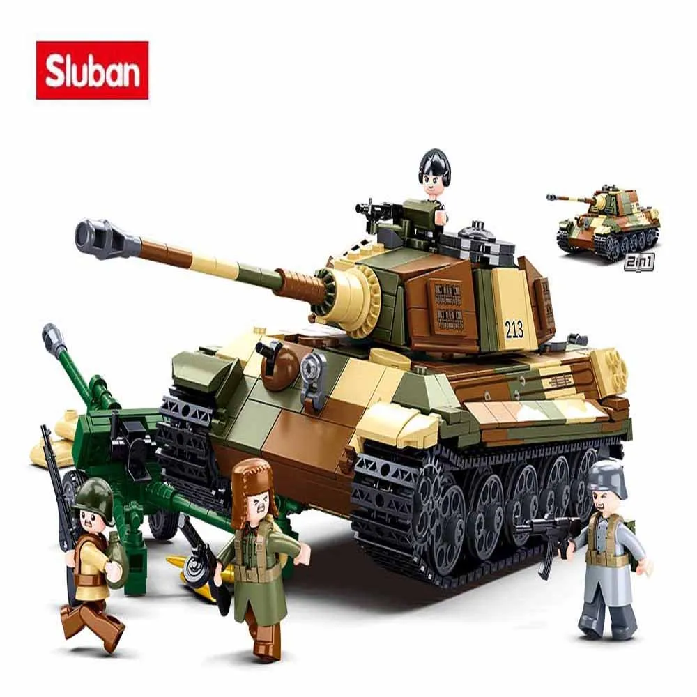 Sluban Building Block Toys World War 2 B0980 The King Tiger Heavy Tank 930PCS Bricks Compatbile - LEPIN LEPIN Store